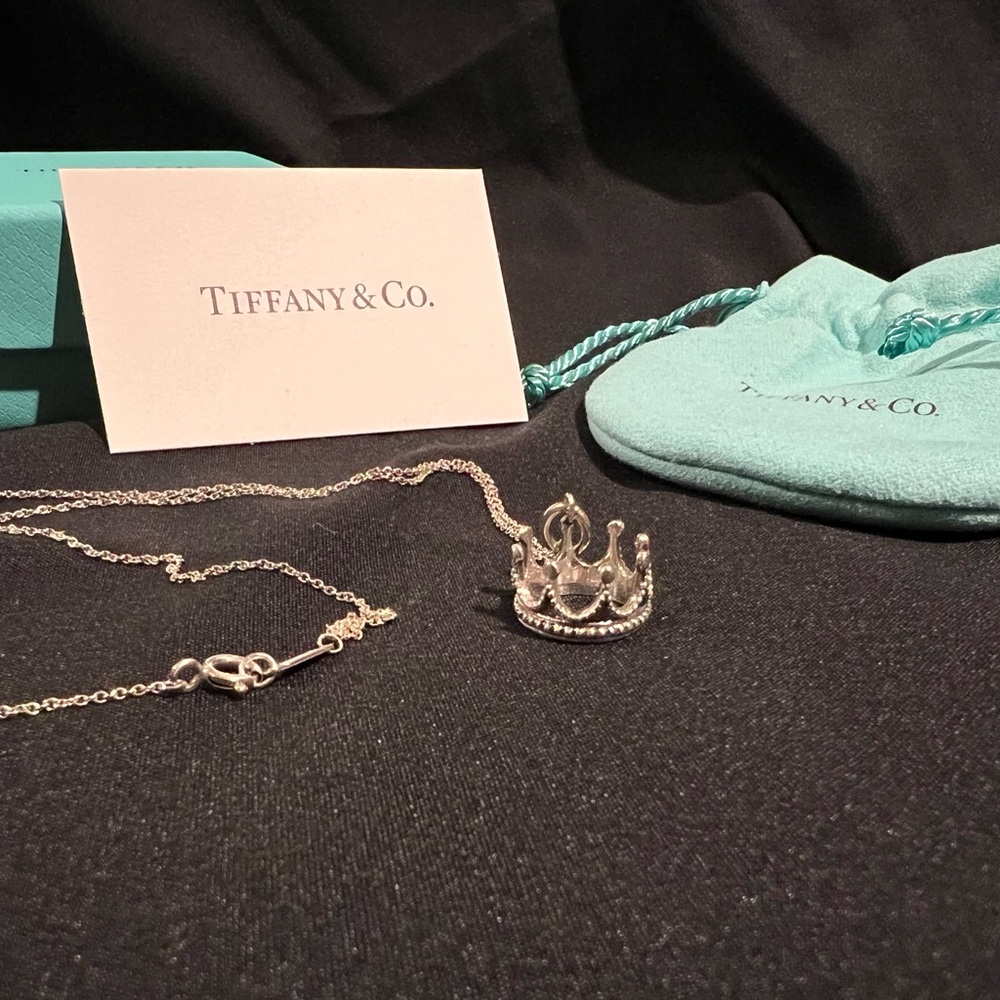 Tiffany & Co. 925 Sterling Silver Tiara Crown Princess Pendant Necklace NIB